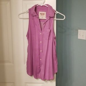 Purple button down sleeveless top